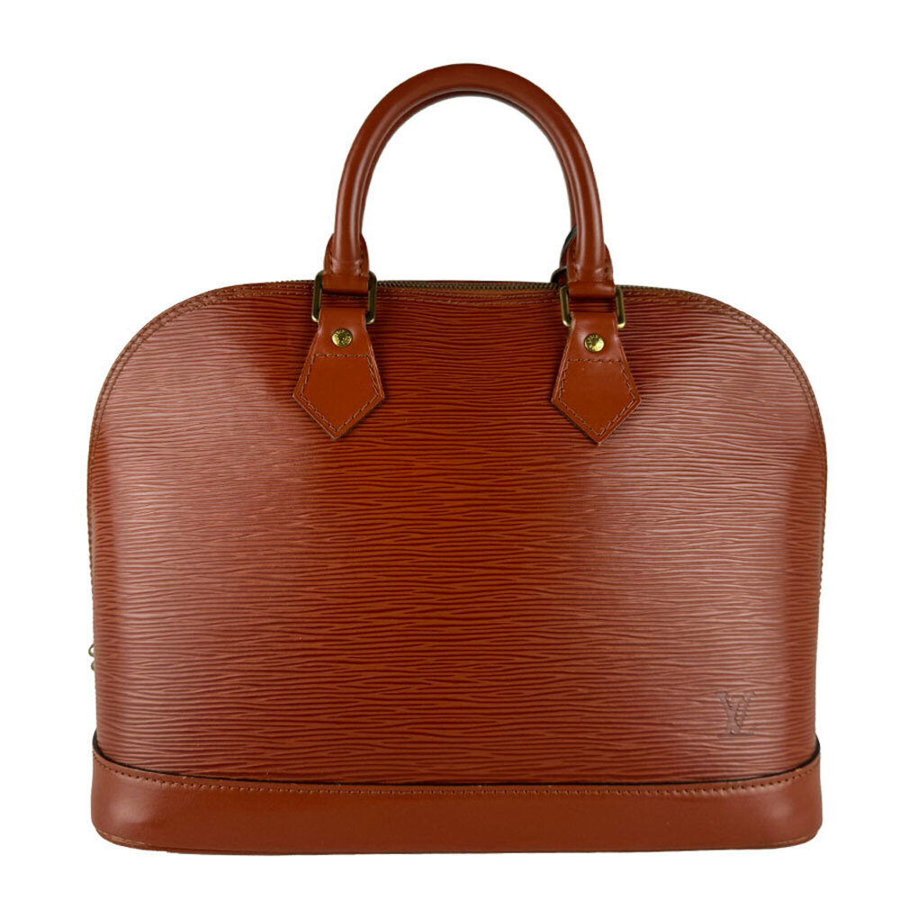 LOUIS VUITTON Authentic Brown Leather Alma Bag